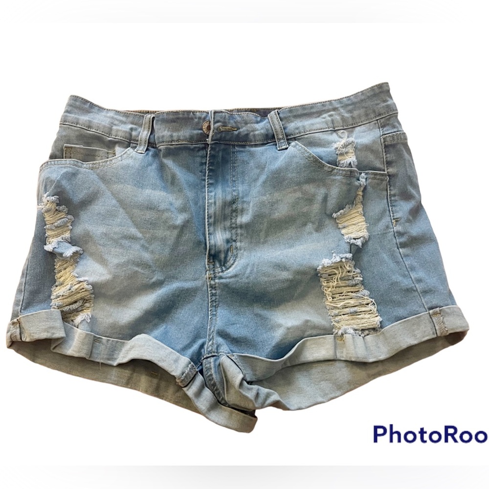 Light denim jean shorts